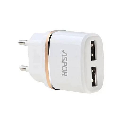 Сетевое зарядное устройство для Aspor A828 Eco 2USB/2.4A + кабель USB – Micro- белый