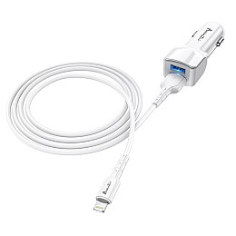Автомобільне зарядне пристрій Avantis A910 Grand style (2USB/2.4A) + USB кабель Lightning - білий