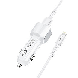 Автомобільне зарядне пристрій Avantis A910 Grand style (2USB/2.4A) + USB кабель Lightning - білий