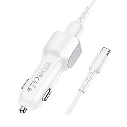 Автомобільне зарядне пристрій Avantis A910 Grand style (2USB/2.4A) + USB кабель Type-C-білий