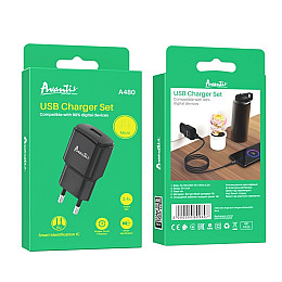 Сетевий зарядний пристрій Avantis A480 Orion (1USB/2.1A) + USB кабель Micro- чорний