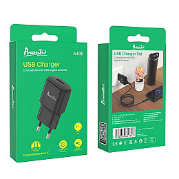 Сетевий зарядний пристрій для Avantis A480 Orion (1USB/2.1A) - чорний