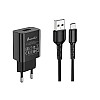 Сетеве зарядний пристрій Avantis A820 (1USB/2.4A) + USB кабель Type-C - чорний