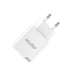 Сетеве зарядний пристрій Aspor A826 PD (20W/USB/Type-C) + кабель Type-C – Type-C - білий