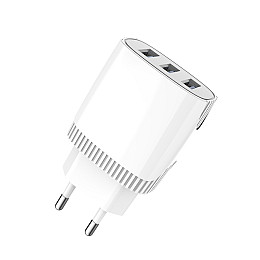 Сетеве зарядне пристрій Aspor A813 (3USB/3.4A) + USB кабель Lightning - білий