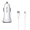 Автомобільне зарядне пристрій Aspor A903 (2USB/3.4A) + USB кабель Lightning - білий