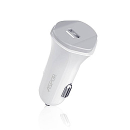 Автомобільне зарядне пристрій Aspor A907 PD блочок (UCB C+A / 3.0A) 2в1 Type-C + Lightning - білий