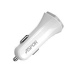 Автомобільне зарядне пристрій Aspor A906 PD (USB-C/3A/20W) + кабель Type-C – Type-C - білий