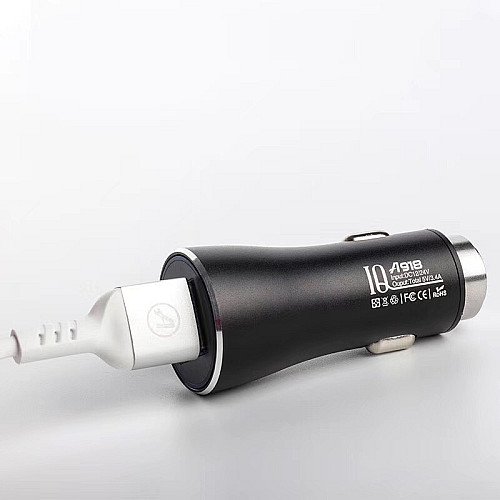 Автомобильное зарядное устройство для Aspor A918 Metal LED (2USB/3.4A) + кабель USB – Type-C- черный