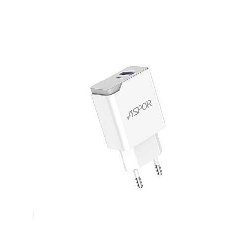 Сетевое зарядное устройство Aspor A827 IQ (USB/2.4A)- белый