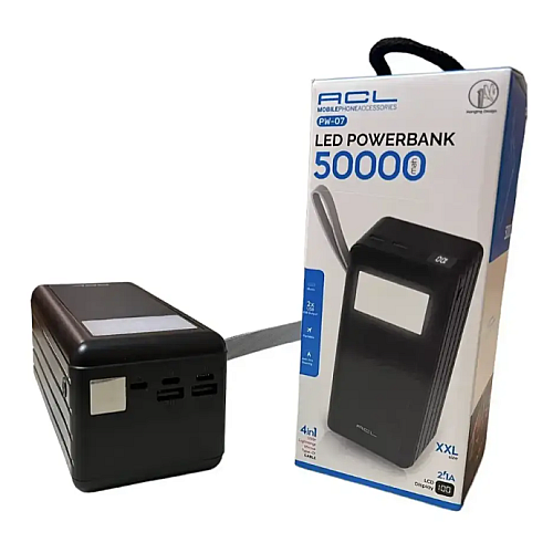 Повербанк ACL PW-07 50000 mah с быстрой зарядкой и LED фонариком Лампа powerbank (1756375431)