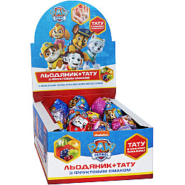 Леденцы Paw Patrol упаковка с фруктовым вкусом и тату 18 г х 24 шт (122975)