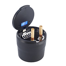 Автомобильная пепельница с крышкой Volkswagen LICENCES с Led подсветкой Черная 7,3х7х7 см (40610144BL)