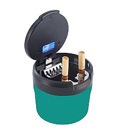 Автомобильная пепельница с крышкой Volkswagen LICENCES с Led подсветкой Бирюзовая 7,3х7х7 см (40610144BLU)