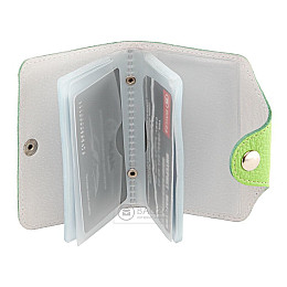 Визитница SHVIGEL 00105 кожаная коричневая, Салатовый