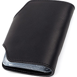 Визитница вертикальная Shvigel кожаная Черная (13909)
