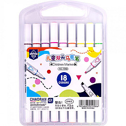 Набір фломастерів двосторонніх 18 кольорів "Children Marker" 190-18 у пластиковій коробці