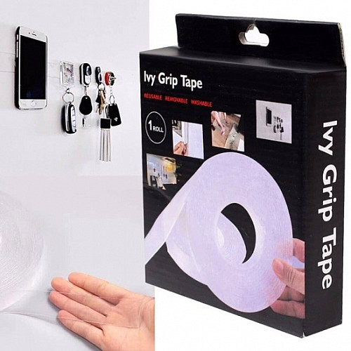 Многоразовая крепежная лента Ivy Grip Tape 1 м Прозрачный (hub_jxsn7b)
