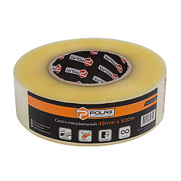 Клейка стрічка Polax скотч упаковочний прозорий 500 м x 45 мм (101-054)
