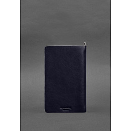 Кожаний блокнот (софт-бук) 8.0 на резинці синій краст BlankNote