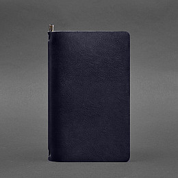 Кожаний блокнот (софт-бук) 8.0 на резинці синій краст BlankNote