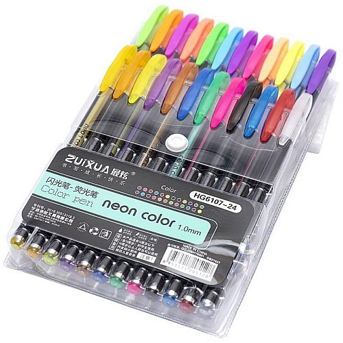 Набір гелевих ручок "Neon color" Zuixua HG6107-24 24 кольори