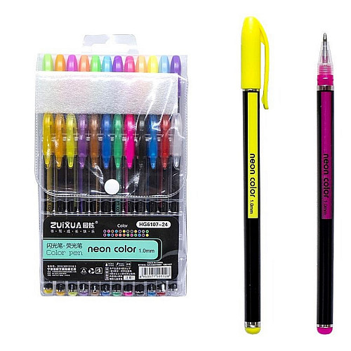 Набір гелевих ручок "Neon color" Zuixua HG6107-24 24 кольори