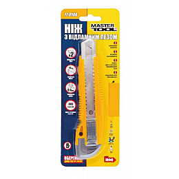Ніж 18 мм ABS пластик з металевим напрямком кнопковий фіксатор 2 леза MASTERTOOL GM (17-0106)