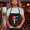 Фартук черный кухонный с принтом для флориста "F - florist. Ф - флорист. Красные маки" ФА000758 Кавун 68 см