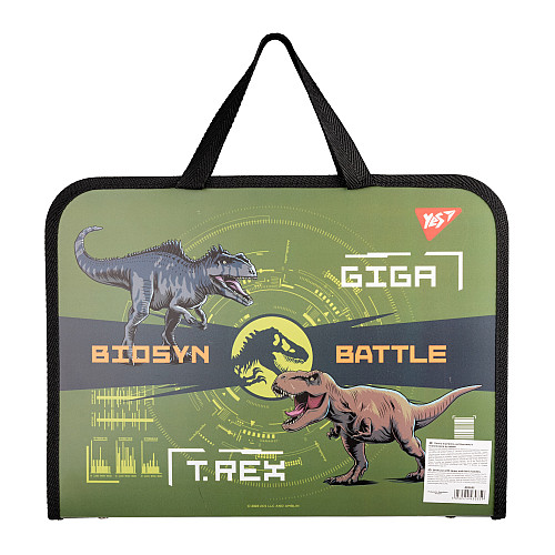 Папка-портфель YES FC на молнии с тканевыми ручками Jurassic World хаки (492242)