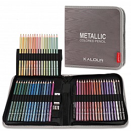 Набор цветных карандашей Kalour Metallic 50 цветов с эффектом Металлик