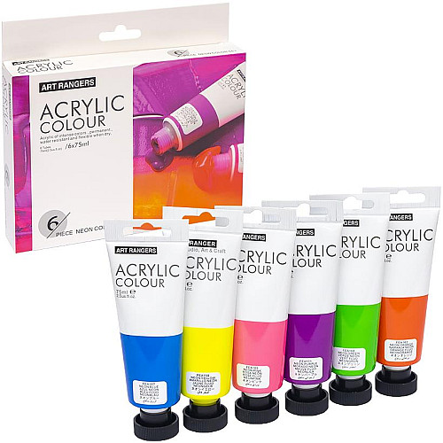 Набор акриловых красок Art Rangers Acryliс Neon 6 цветов с неоновым эффектом по 75 мл