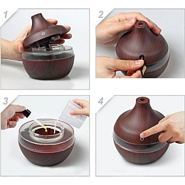 Увлажнитель воздуха c подсветкой No Brand 4979 коричневый (200556)