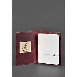 Женская кожаная обложка для паспорта BlankNote 1.0 Crazy Horse Бордовая (BN-OP-1-vin-kr)