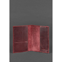 Женская кожаная обложка для паспорта BlankNote 1.0 Crazy Horse Бордовая (BN-OP-1-vin-kr)