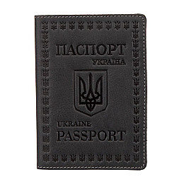 Кожаная обложка для паспорта європейської якості Shvigel 16132 Сірий (16132)