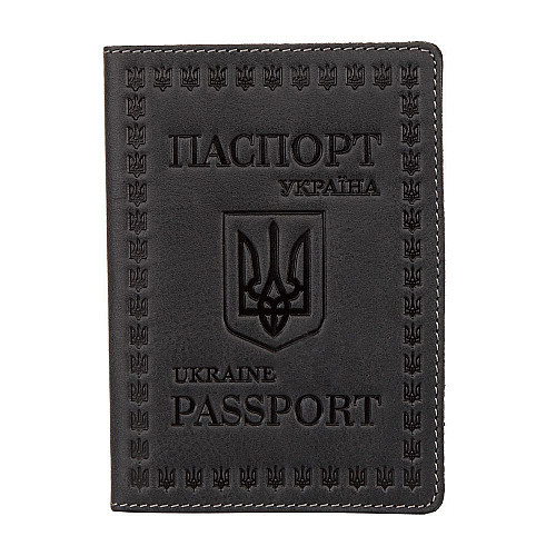 Кожаная обложка для паспорта європейської якості Shvigel 16132 Сірий (16132)