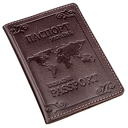 Кожана обкладинка на паспорт з картою та рамкою SHVIGEL 13983 Коричнева