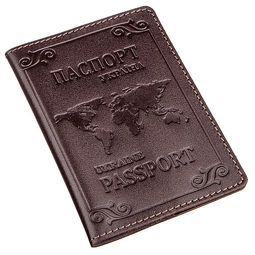 Кожана обкладинка на паспорт з картою та рамкою SHVIGEL 13983 Коричнева