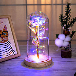 Роза в колбе 24К Lesko KY-1125 Кольорове світло з LED підсвіткою