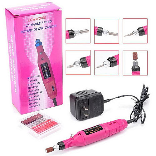 Фрезер-ручка для аппаратного маникюра и педикюра розовая Variable Speed rotated pen