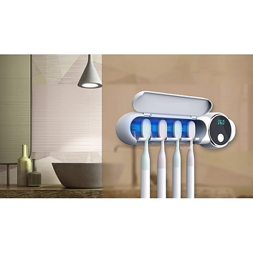 Диспенсер для зубних щіток ультрафіолетовий стерилізатор WHITE SMILE UV Toothbrush sterilizer UV-044 Білий