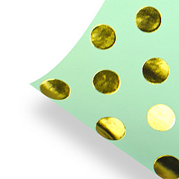 Бумага упаковочна PPW PAPER Lesko PZ001 Бірюзовий Золотий Горох 50*70 см