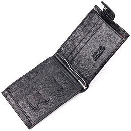 Мужской зажим из натуральной кожи KARYA 21042 Черный