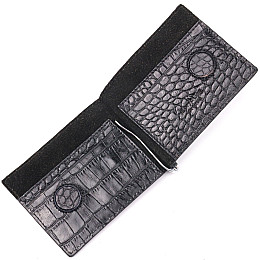 Мужской зажим из фактурной кожи под рептилию KARYA 21056 Черный