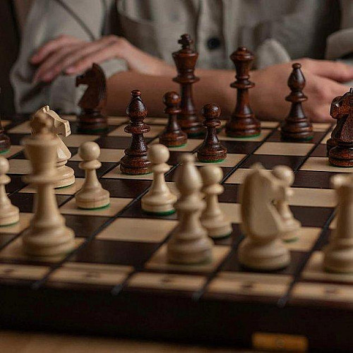 Набір шахи шашки 2в1 дерев'яні комплект з натурального дерева 50х50 MADON (165)