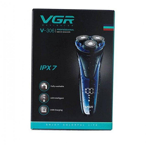 Электробритва VGR V-306 аккумуляторная водонепроницаемая Blue-Black (3_03194)