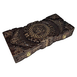 Нарды из дерева с резьбой под стеклом Арбуз 58*28*10 см 192301