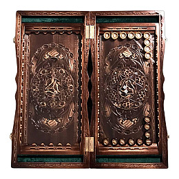 Нарды из дерева с резьбой под стеклом Арбуз 58*28*10 см 192301