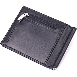 Мужской зажим из натуральной гладкой кожи KARYA 21414 Черный